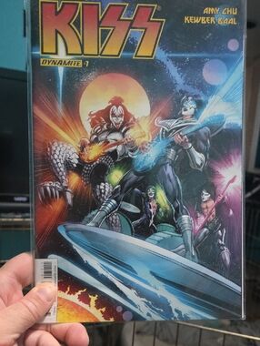 Kiss Comic Cover — Yellow, Blue, Red, Purple Artwork